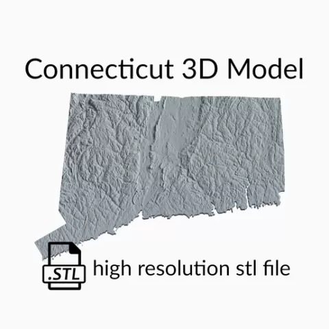 USA State of Connecticut Topographic Map - 3D Terrain Elevation - Relief Map - Topography of Connecticut