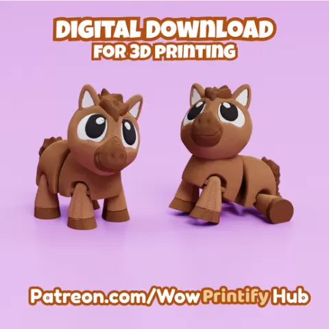 Articulated Horse STL & 3MF – Flexi Print in place animal (Fidget Toy)