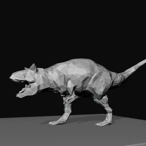Carnotaurus leaning roaring low poly stl