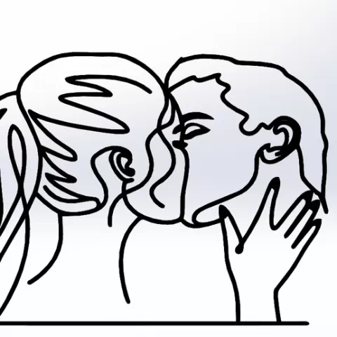 Line Art Boy and Girl Kissing – Romantic and Sweet Design