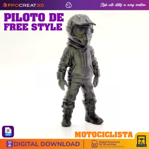 Modelo 3D STL - Piloto de Motociclismo Dinámico Freestyle- Figura para Impresión 3D