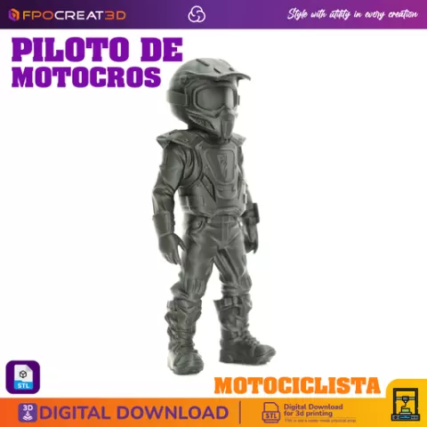Modelo 3D STL - Piloto de Motociclismo Dinámico Motocross Figura para Impresión 3D