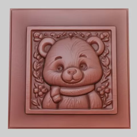 Little Bear 3d printer relief medallion obj stl