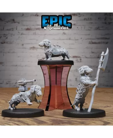 Construct Dachshund Set / War Construct Animal / Steampunk Tech / Battle Machine / Dog Robot