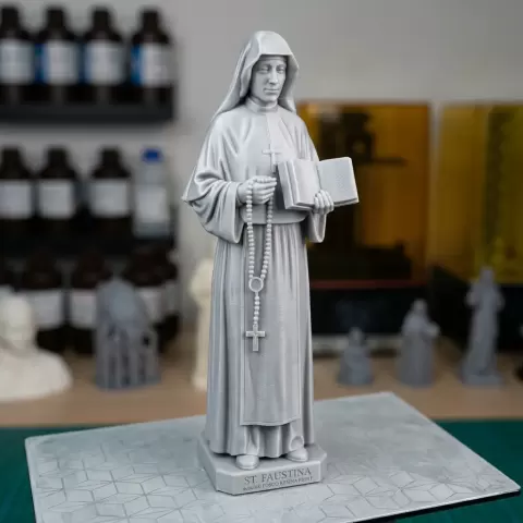 Saint Faustina Holding Rosary