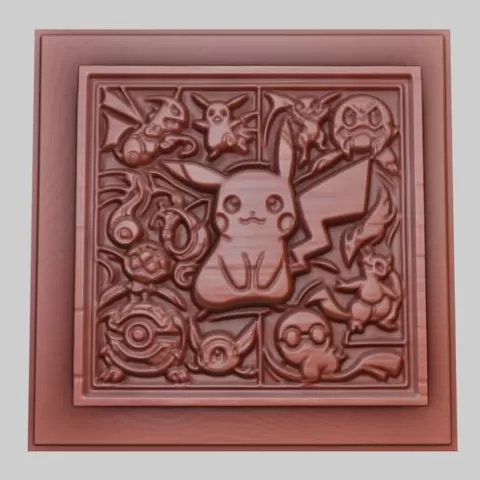 Pokemon 3d printer relief medallion obj stl