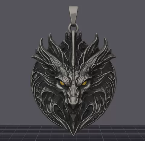 Dragon Head Emblem Pendant – Fierce Fantasy Dragon Crest | Mythic Creature Jewelry