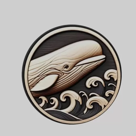 Beluga whale Animal Head Beluga whale Animal Medallion for CNC Router Laser & 3D Printer