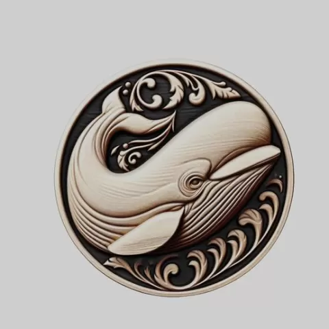 Beluga whale Animal Head Beluga whale Animal Medallion for CNC Router Laser & 3D Printer