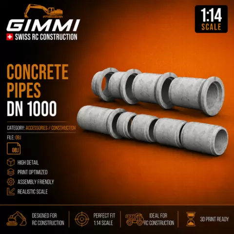 1/14 - Concrete Pipes DN 1000 FOR RC MODELS