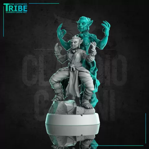 (0313) Female half troll shaolin monk martial fighter with a magical spirit or power evocation by Claudio Casini Art