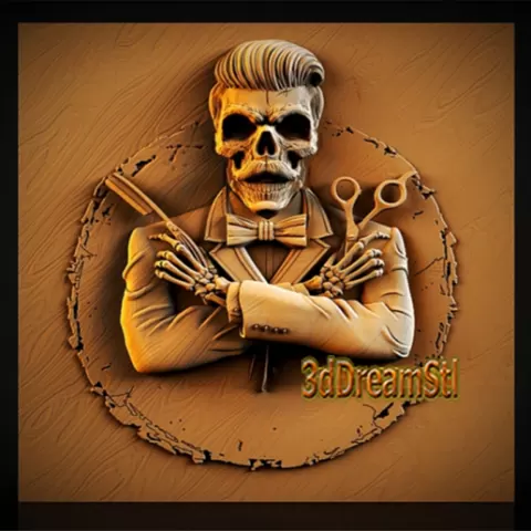 Barber STL model, CNC router engraver, artcam, aspire, cnc files, wood, art, wall decor, CNC