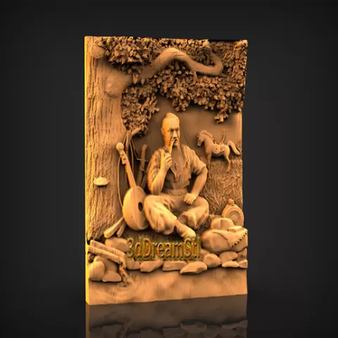 Cossack at rest STL model, CNC router engraver, artcam, aspire, cnc files, wood, art, wall decor, CNC