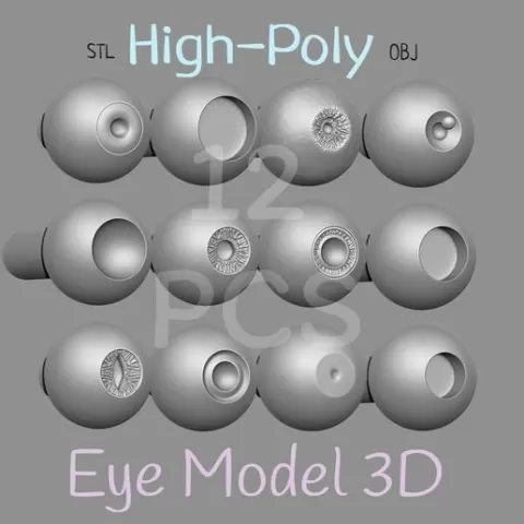 Eye, face, beautiful eyes, bjd eyes, 3d eyes, High-Poly Eye, Eye Model 3D, zbrush, character, human, character, anatomy