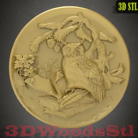Owl bird carving 3d,3D stl model relief wall decor, CNC Router Engraver, Artcam, Aspire, CNC files