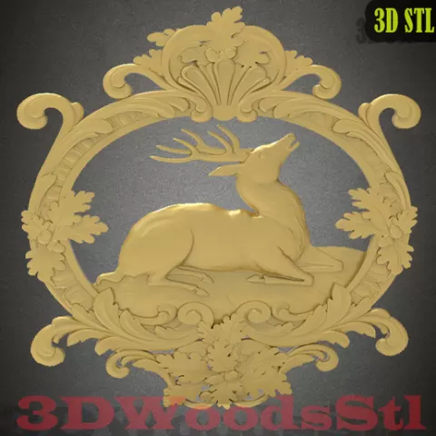 Deer carving wood 3d,3D stl model relief wall decor, CNC Router Engraver, Artcam, Aspire, CNC files