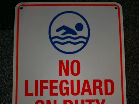 No Lifeguard Sign