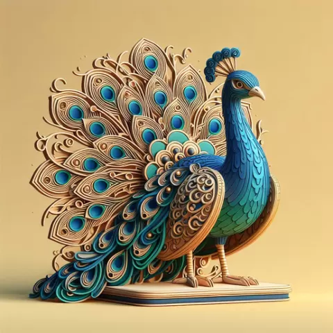 4046 Color 3D Model of a Peacock on Base, totem, elephant, giraffe, fairy, character, peacock, magic, monster, miniature, dog, cat, minimalist, fantasy, collectible, figurine, wolf, decorative, animals, STL, DND, ARTE, art