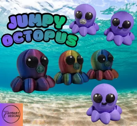 Jumpy Octopus Clicker Fidget Keychain