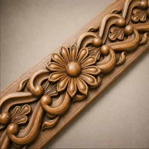 Floral Decorative Border STL for CNC Frieze Moulding Furniture Trim Carving