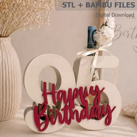 Happy 95th Birthday Gift STL | Money Holder Number 95 | STL + Bambu Files | Digital Download