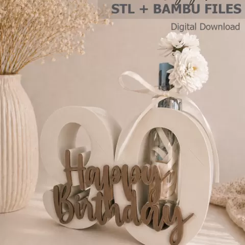 Happy 90th Birthday Gift STL | Money Holder Number 90 | STL + Bambu Files | Digital Download