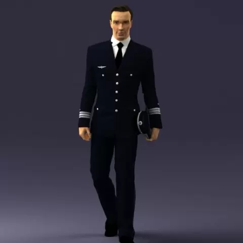000632 🖨️ Pilot Captain Walking Pose 3D Printable STL