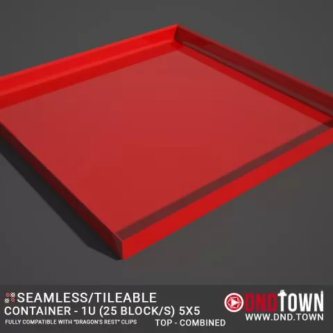 Utility - Container 1U - 5x5 (25 Blocks) - TOP - Combined - Center - 38.1mm - DnD Town Minis (www.dnd.town) by TTR.Town
