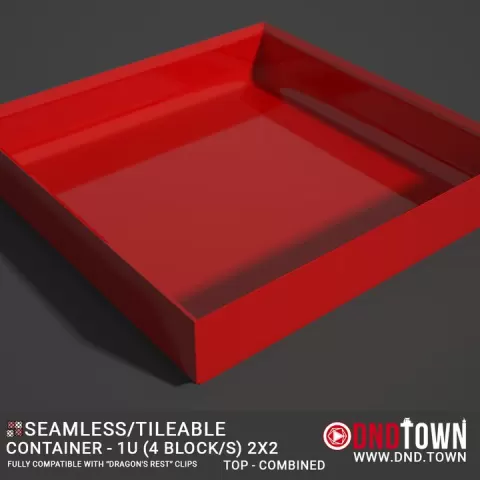 Utility - Container 1U - 2x2 (4 Blocks) - TOP - Combined - Center - 38.1mm - DnD Town Minis (www.dnd.town) by TTR.Town
