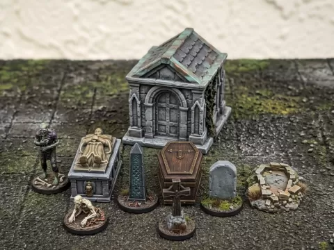 D&D Graveyard scatter terrain diorama