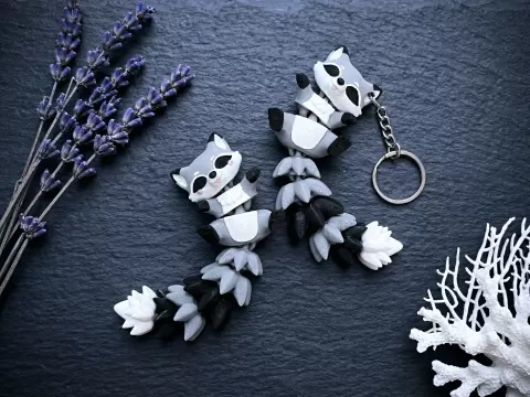 Cute Flexi Raccoon - Articulated Toy / Keychain