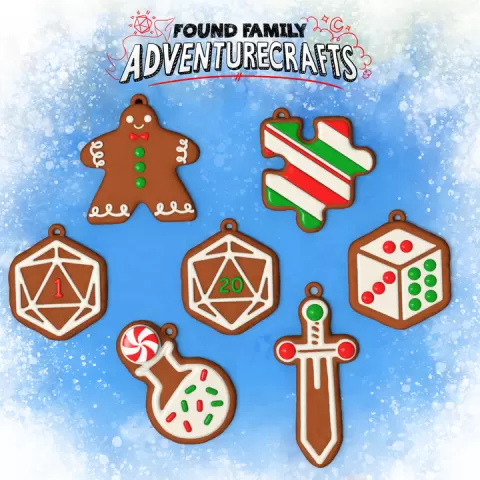 Tabletop Gaming Gingerbread Cookies! Holiday Ornament Bundle of 7 by Found Family Adventurecrafts