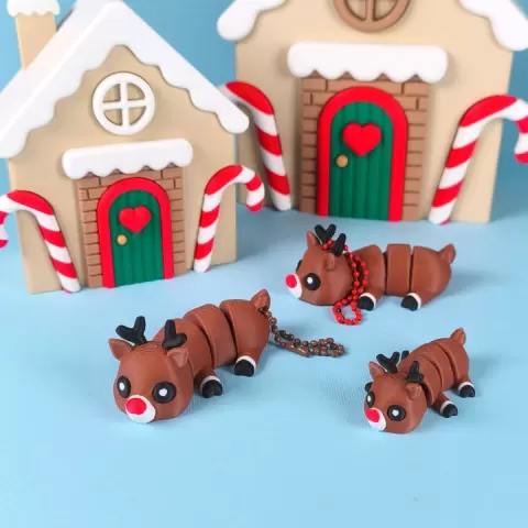 ❤️Cute Flexi Reindeer 🦌🎅 (Toy, Keychain & Magnet), Rudolph Christmas by Valeria Momo & Mattia