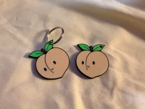 Cute Peach Character Keychain | Fruit Charm