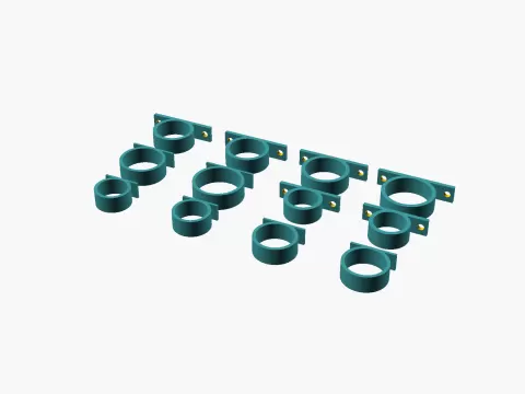 IKEA Rod Holder Set — RÄCKA / BOTAREN / HUGAD (glue & screw, support-free, 18–28 mm)