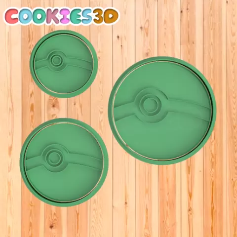 Pokebola pokemon cortante para galletas y masas - Pack X3 medidas