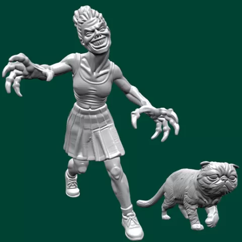 Cat Lady & Cat - No, I'm Not Human - Tabletop D&D Zombicide/Call of Cthulhu/Rpg Miniature
