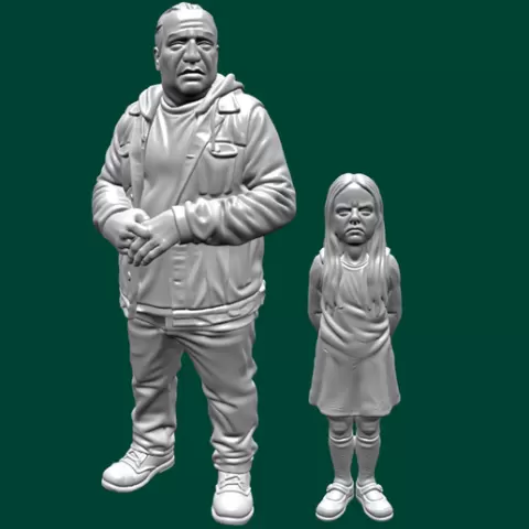 Neighbor & Little Girl - No, I'm Not Human - Tabletop D&D Zombicide/Call of Cthulhu/Rpg Miniature