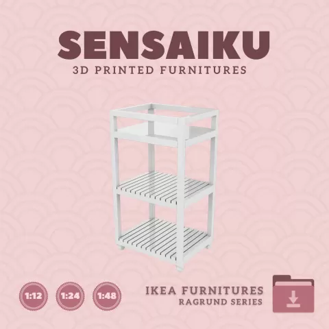 Miniature Replica 06. RAGRUND Cart for Miniature Dollhouse - IKEA - 3D Print Instant Download