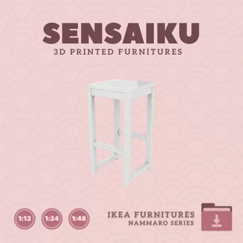 Miniature Replica 02. NAMMARO Bar Stool for Miniature Dollhouse - IKEA - 3D Print Instant Download
