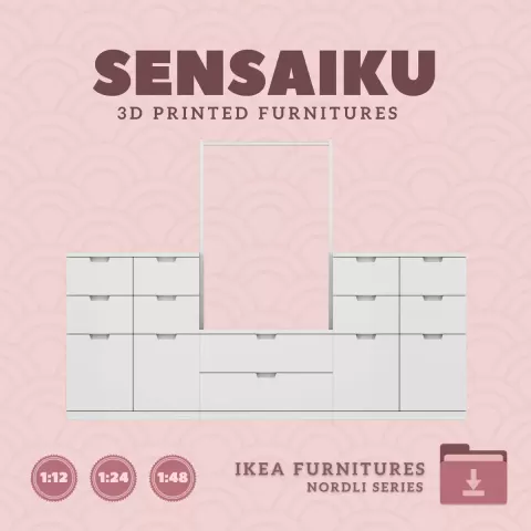 Miniature Replica 34. NORDLI Drawer Combination 15 for Miniature Dollhouse - IKEA (1:12,24,48) - 3D