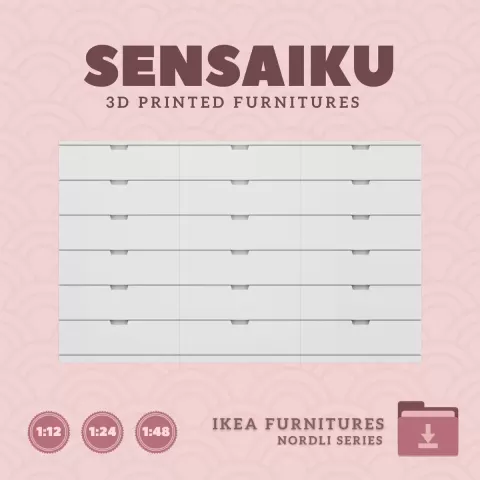 Miniature Replica 31. NORDLI Drawer Combination 13 for Miniature Dollhouse - IKEA (1:12,24,48) - 3D