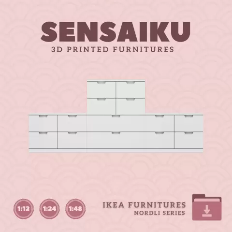 Miniature Replica 29. NORDLI Drawer Combination 12 for Miniature Dollhouse - IKEA (1:12,24,48) - 3D