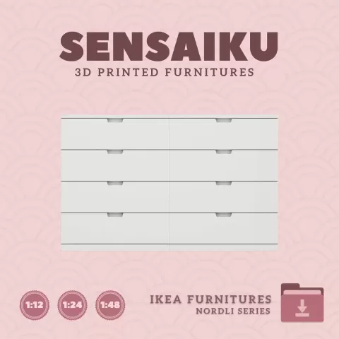 Miniature Replica 25. NORDLI Drawer Combination 10 for Miniature Dollhouse - IKEA (1:12,24,48) - 3D