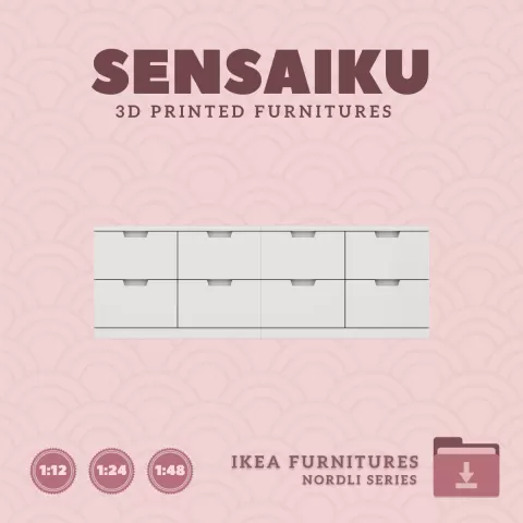 Miniature Replica 19. NORDLI Drawer Combination 05 for Miniature Dollhouse - IKEA (1:12,24,48) - 3D