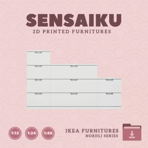 Miniature Replica 18. NORDLI Drawer Combination 04 for Miniature Dollhouse - IKEA (1:12,24,48) - 3D