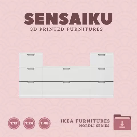 Miniature Replica 16. NORDLI Drawer Combination 02 for Miniature Dollhouse - IKEA (1:12,24,48) - 3D