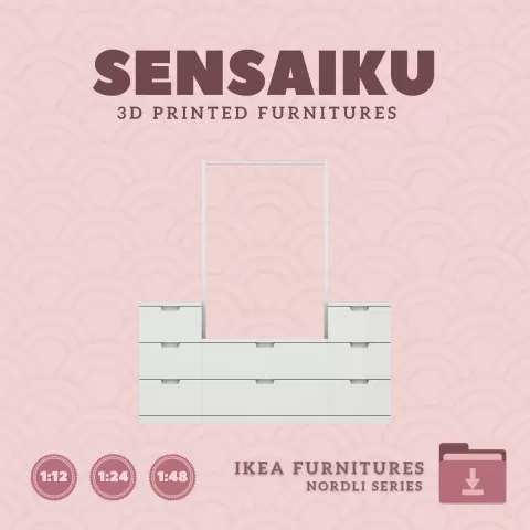 Miniature Replica 10. NORDLI Drawer Combination 01 for Miniature Dollhouse - IKEA (1:12,24,48) - 3D