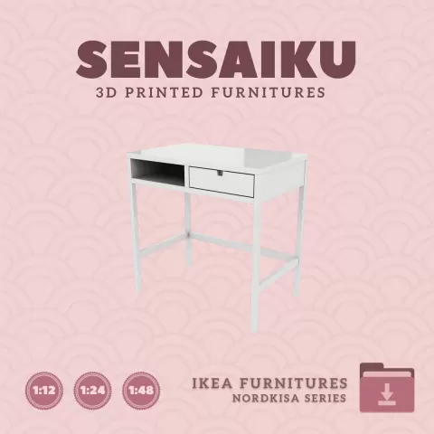 Miniature Replica 02. NORDKISA Dressing Table for Miniature Dollhouse - IKEA (1:12,24,48) - 3D Print