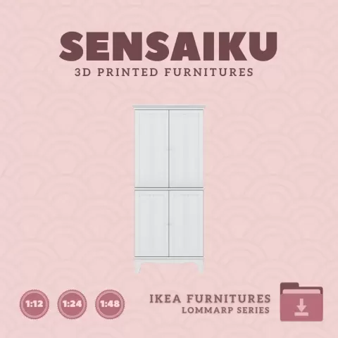 Miniature Replica 05. LOMMARP Cabinet with Doors for Miniature Dollhouse - IKEA (1:12,24,48) - 3D Pr